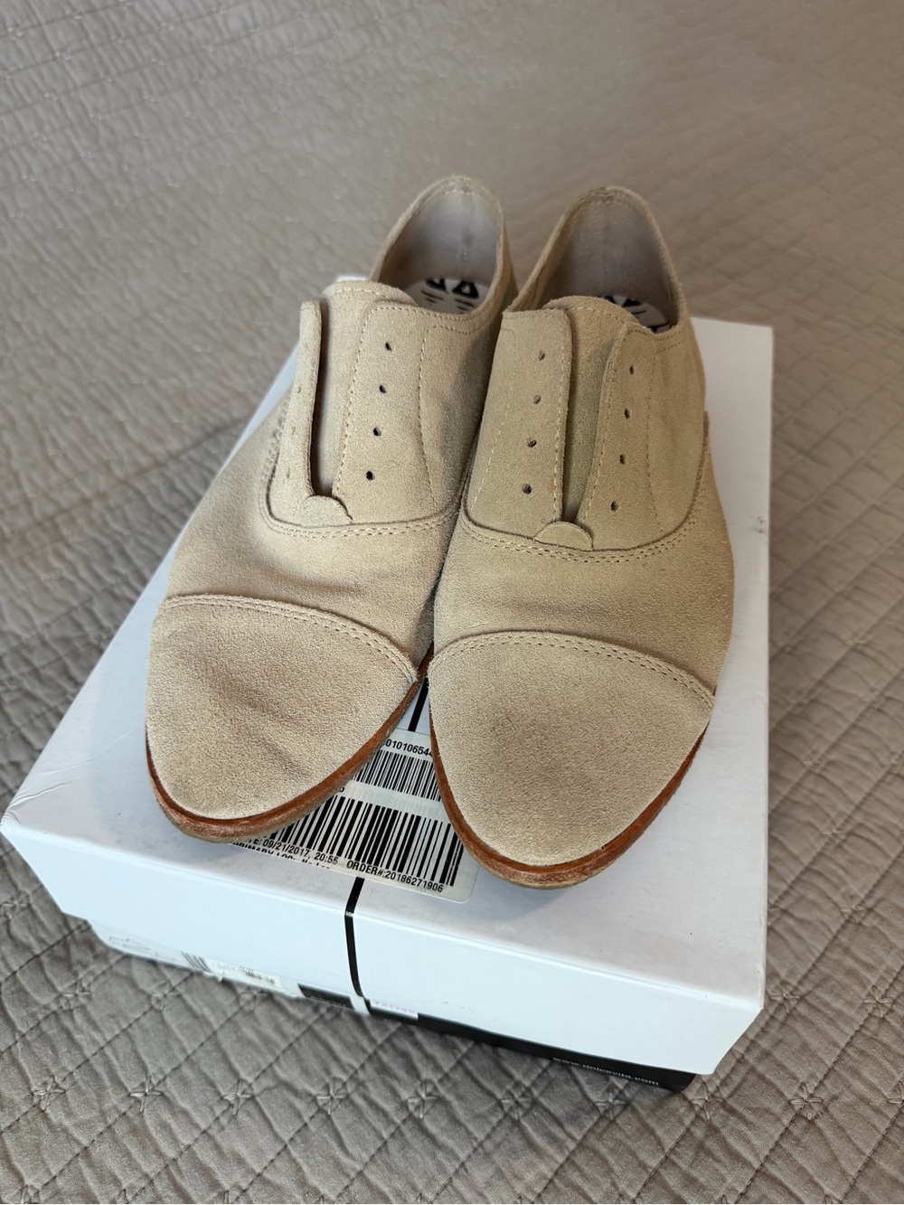 Women’s suede slip on oxfords
